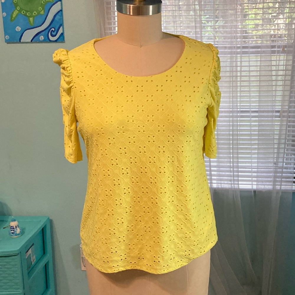 Yellow eyelet top